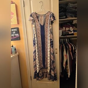 Maeve maxi dress sz M pink and blue
